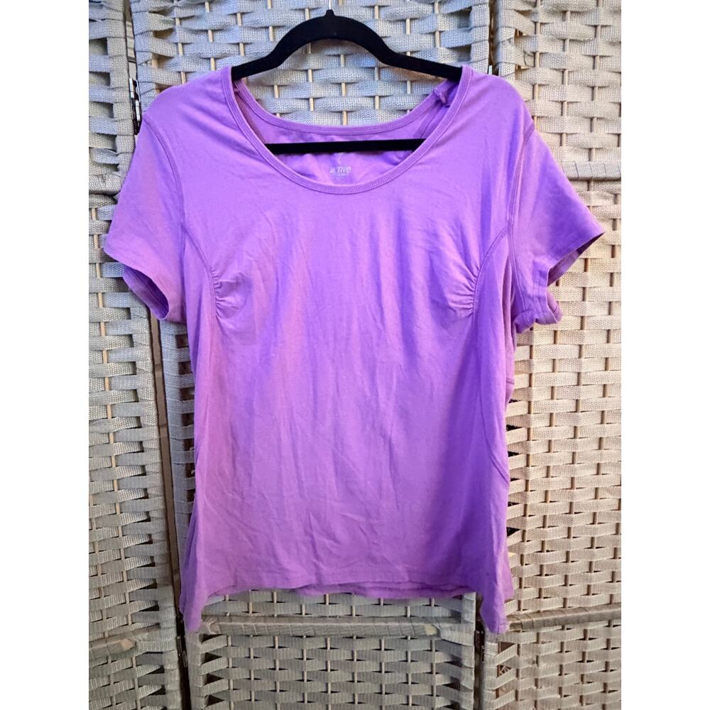 Old Navy Activewear Short Sleeve Top Purple XL Ruched Details Scoop Neckline